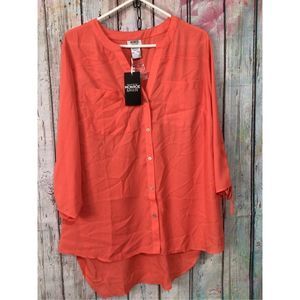 NWT Monroe & Main Dark Orange Blouse Tunic Size 1X 🍒❤️